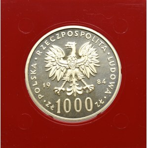 PRL, 1.000 złotych 1984 Ochrona środowiska - Próba Łabędź Ag