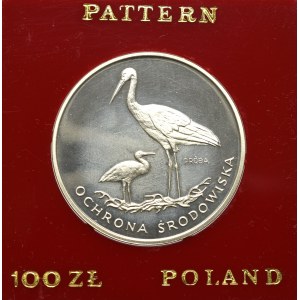 PRL, 100 złotych 1982 Ochrona środowiska - Próba Bocian Ag