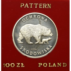 PRL, 100 złotych 1983 Ochrona środowiska - Próba Niedźwiedź Ag