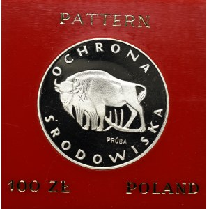 PRL, 100 złotych 1977 Ochrona środowiska - Próba Żubr Ag