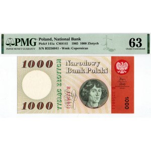 PRL, 1000 złotych 1965 B - PMG 63