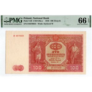 PRL, 100 złotych 1946 D - PMG 66EPQ