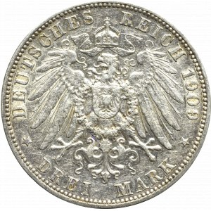 Germany, Saxony, 3 mark 1909