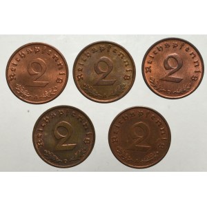 Niemcy, III Rzesza, zestaw 2 pfennig 1937-40