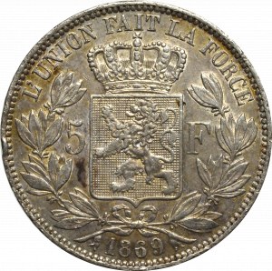 Belgia, 5 franków 1869