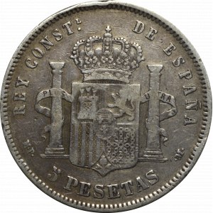 Spain, 5 pesetas 1889