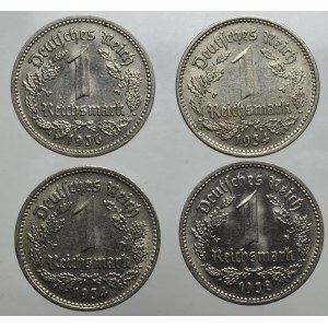 Germany, III Reich, Lot of 1 reichsmark 1934-38