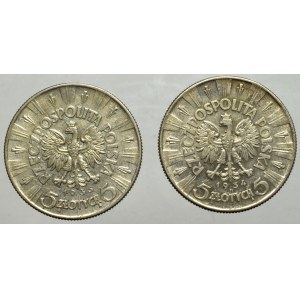 II Republic of Poland, Lot of 5 zloty 1934-35 Pilsudski
