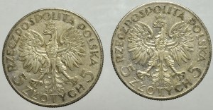 II Rzeczpospolita, Zestaw 5 złotych 1933 Głowa kobiety