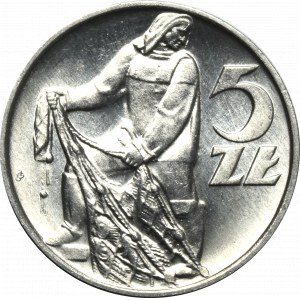 PRL, 5 złotych 1959, podwójne słoneczko - rzadka