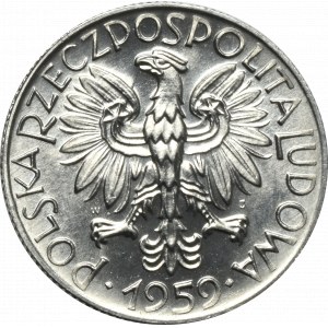 PRL, 5 złotych 1959, podwójne słoneczko - rzadka