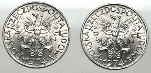 PRL, Zestaw 5 złotych 1974 Rybak