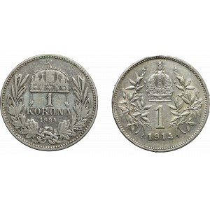 Austro-Węgry, Zestaw 1 korona 1894 i 1914