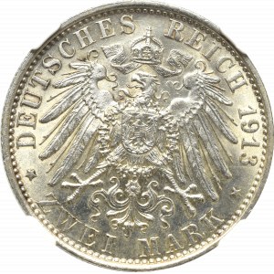 Germany, Preussen, 3 mark 1913 - 25 years of Wilhelm II reign HHP MS62