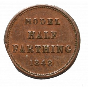 UK, Specimen 1/2 farthing 1848