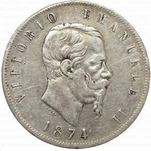 Włochy, 5 lirów 1874