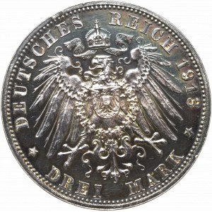 Germany, Saxony, 3 mark 1913 Lipsk battle - Proof