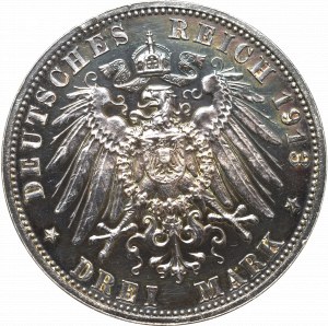 Germany, Saxony, 3 mark 1913 Lipsk battle - Proof