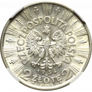 II Rzeczpospolita, 2 złote 1934 Piłsudski - NGC AU58