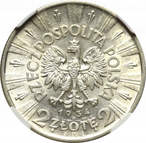 II Rzeczpospolita, 2 złote 1934 Piłsudski - NGC AU58