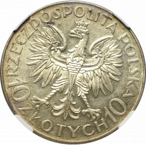 II Rzeczpospolita, 10 złotych 1933 Sobieski - minimalna skrętka NGC MS61