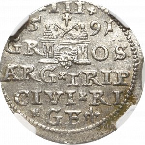 Zygmunt III Waza, Trojak 1591, Ryga - NGC MS62