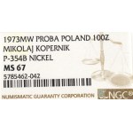 PRL, 100 złotych 1973 Kopernik - Próba Nikiel NGC MS67