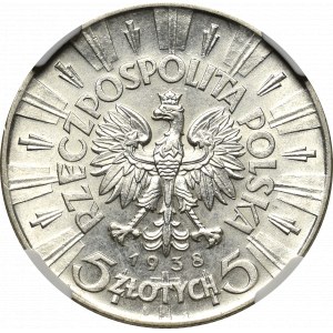II Republic of Poland, 5 zloty 1938 Pilsudski - NGC MS62