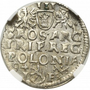 Sigismund III Vasa, 3 groschen 1594, Posen - NGC MS61