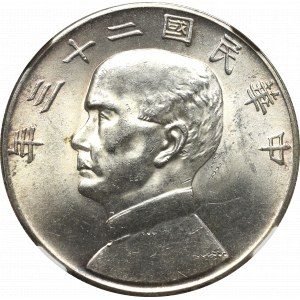 Chiny, 1 dolar 1934, Sun Yat-sen - NGC MS62