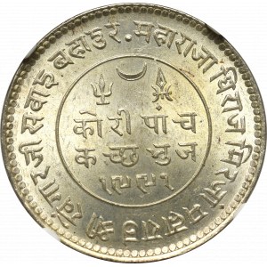 India, Kutch, 5 koris 1934/1991 - NGC MS65