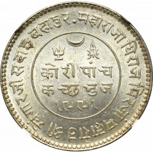 India, Kutch, 5 koris 1934/1991 - NGC MS63