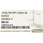 India, Kutch, 5 koris 1935/1991 - NGC MS63