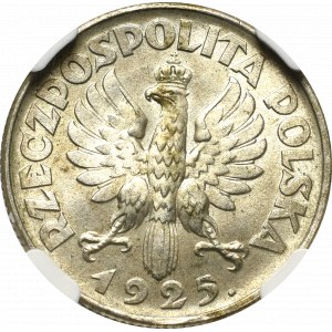 II Rzeczpospolita, 1 złoty 1925 (z kropką), Londyn Kobieta i kłosy - NGC MS63