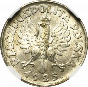 II Rzeczpospolita, 1 złoty 1925 (z kropką), Londyn Kobieta i kłosy - NGC MS63