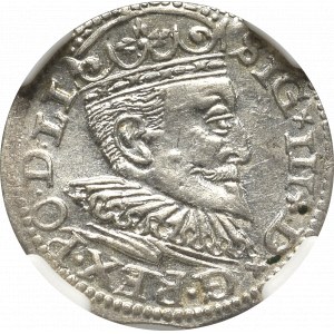 Sigismund III, 3 groschen 1595, Riga - NGC AU58