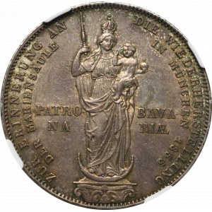 Niemcy, Bawaria, Talar = 2 Guldeny 1855 - NGC MS62