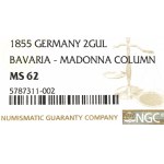 Niemcy, Bawaria, Talar = 2 Guldeny 1855 - NGC MS62
