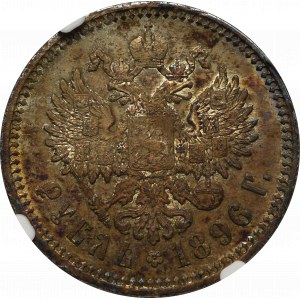 Rosja, Mikołaj II, Rubel 1896 АГ - NGC UNC Details