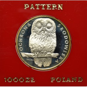 PRL, 1.000 złotych 1986 Ochrona środowiska - Próba Sowa Ag
