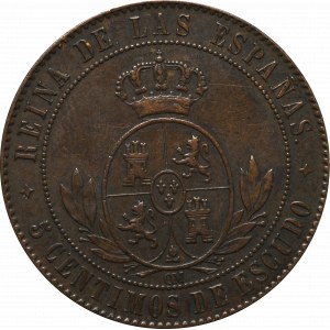 Spain, 5 centimos 1867