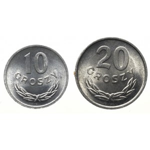 PRL, Zestaw 10 groszy 1969 i 20 groszy 1965