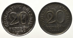 Królestwo Polskie, Zestaw 20 fenigów 1917 i 1918