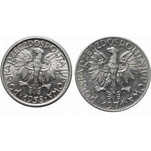 PRL, Zestaw 2 złote 1958 i 5 złotych 1971