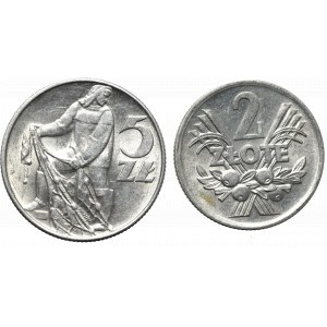 PRL, Zestaw 2 złote 1973 i 5 złotych 1974