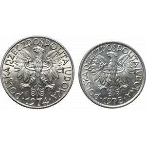 PRL, Zestaw 2 złote 1973 i 5 złotych 1974