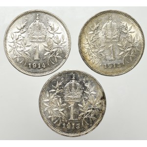 Austria, Zestaw 1 korona 1913-15
