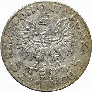 II Rzeczpospolita, 5 złotych 1932 ZZM Głowa Kobiety
