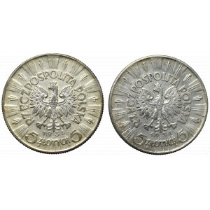II Republic of Poland, Lot of 5 zloty 1935-36 Pilsudski