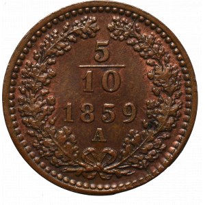 Austria, 5/10 krajcara 1859